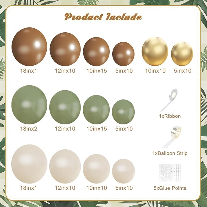 Sage Green Brown Balloon Arch Kit - Image 2