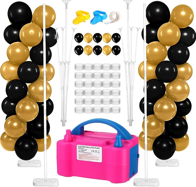 Blueweenly 2 Sets Balloon Column Stand Kit and Electric Balloon Pump Adjustable by Blueweenly