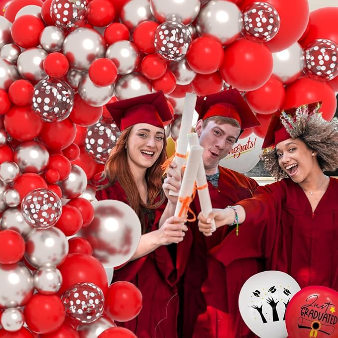 Red Silver Balloon Garland Arch Kit - Image 4