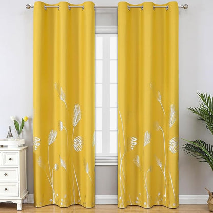 Yellow Room Darkening Curtains 84 Inches Long by ESTELARTEXTILER