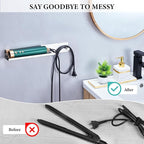 Hair Iron Holder Wall Mounted Curling Iron Holder Metal Hair Tool Organizer for Curling Wands Accessories Adhesive Hair Dryer Holder Straighteners Holder for Bathroom Barber Shops Vanity (Sliver)
