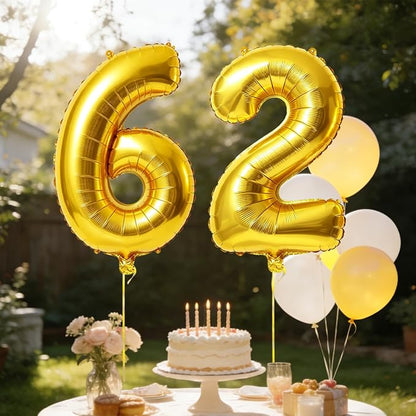 40 Inch Number 62 Balloons for 62nd Birthday Party Decorations, 0-100 Gold - Image 3