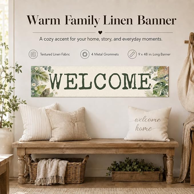 Welcome Banner Decorations for Home, Hanging Banner Wall Decor, Farmhouse Home - Image 3