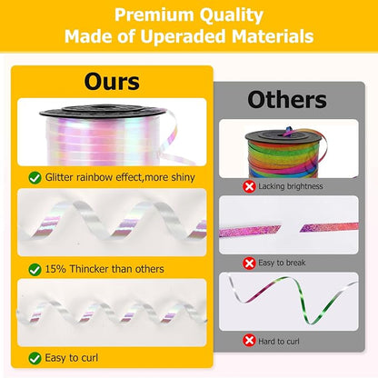 Iridescent Curling Ribbon, Kaluofan 1/5" Wide x 500Yd Ribbon - Image 4