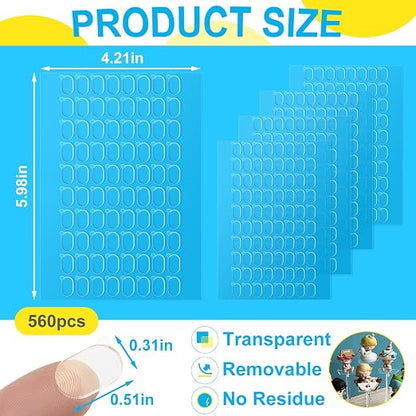 560Pcs Clear Adhesive Dots, Double-Sided, 0.31"x0.51" | Double Sided, No Trace - Image 2