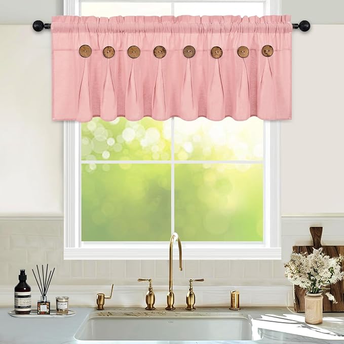 Farmhouse Valance Curtains, Boho Cotton Linen Kitchen Valance, Country Rod by FRAMICS