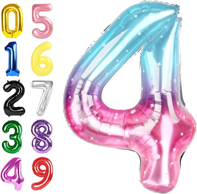 Number Balloons 40 Inch Pink Blue Purple 3 Balloon by Argthjy