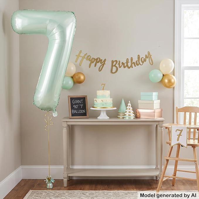 40 Inch Olive Green Number 7 Foil Balloon - Image 5