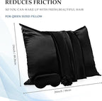 2 Pack Satin Pillowcase with Latent Zipper, Adjustable Satin Eye Mask for Sleeping and Satin Volume Scrunchie for Hair and Skin, Standard Size (Classic Style, Black)