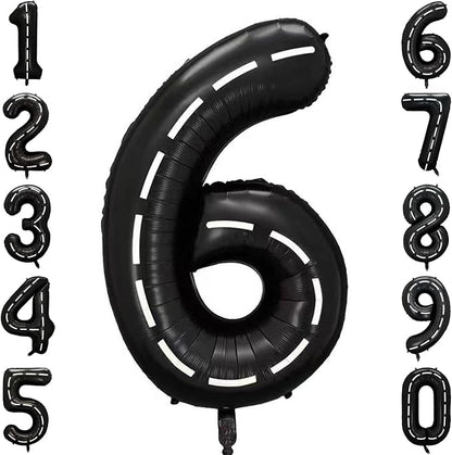 Black and White Stripes Number 6 Balloon 40 Inch, Road Finish Numeral | by Unknown