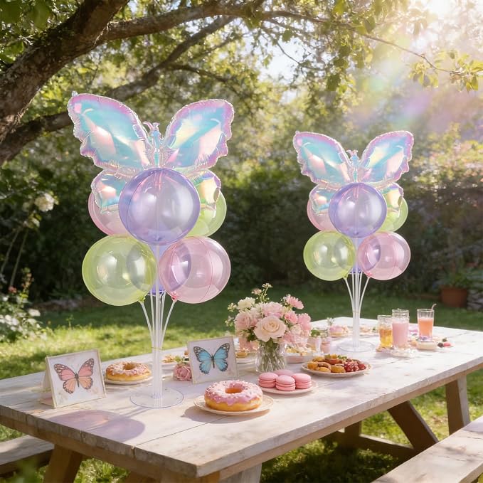 Iridescent Butterfly Party Balloons Stand Kit 2 Sets - Image 4