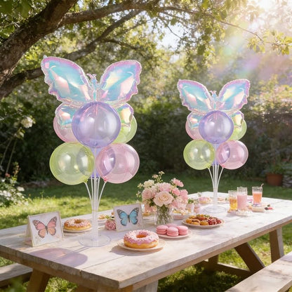 Iridescent Butterfly Party Balloons Stand Kit 2 Sets - Image 4