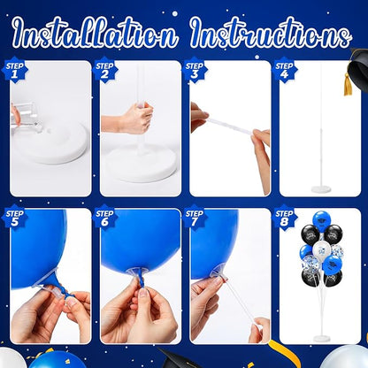 Kasyat 4 Set Blue and Black Graduation Balloons Stand High 53 Inch Class of - Image 4