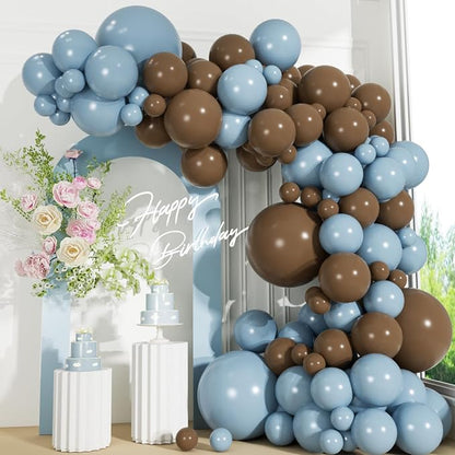 110pcs Dusty Blue and Brown Balloons Garland Arch Kit, 18/12/10/5 Inch | Dark by ZizasAry