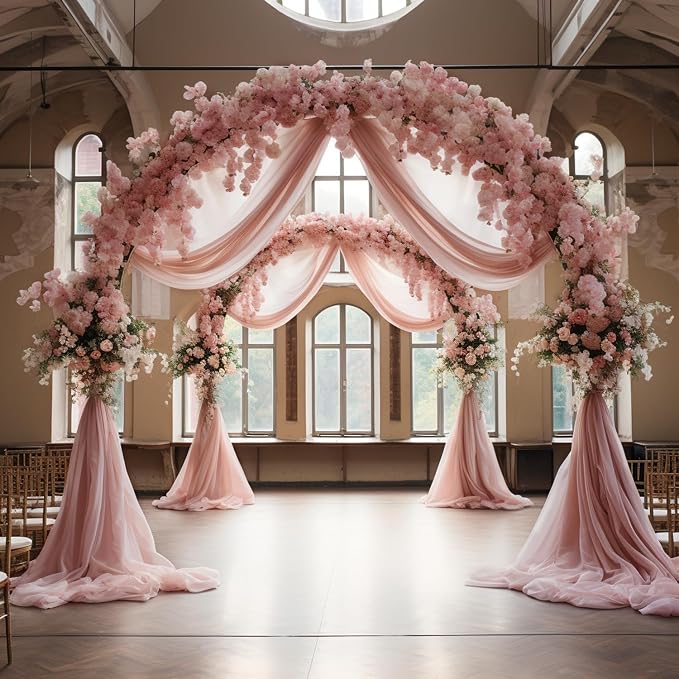 Wedding Arch Draping Fabric Backdrop Drapes 28.7"x 20FT, Dusty Rose | Sheer - Image 5