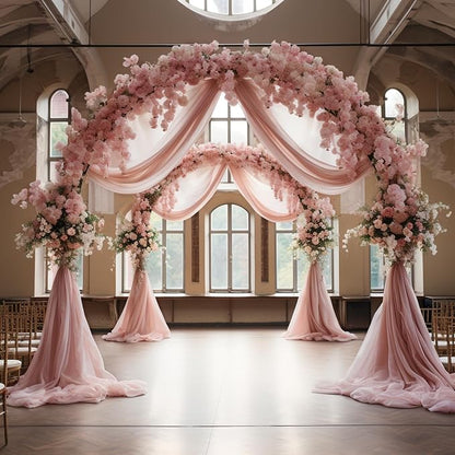 Wedding Arch Draping Fabric Backdrop Drapes 28.7"x 20FT, Dusty Rose | Sheer - Image 5