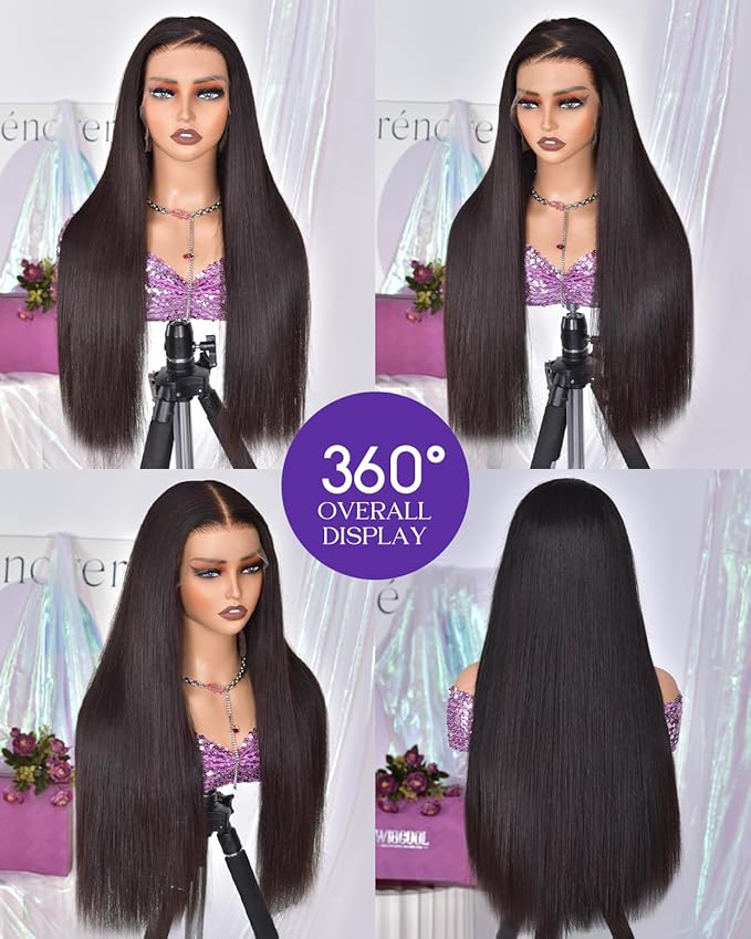 13x6 Lace Front Wigs Human Hair 180 Density Straight Transparent Lace Front Wigs Human Hair Pre Plucked Wigs for Women Glueless Wigs No Synthetic Blend Triple Lifespan 3X 28inch