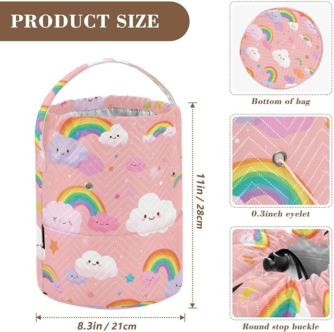 Multicolored Stars Rainbows Yarn Bag Small Crochet Bag Drawstring Yarn Storage - Image 3