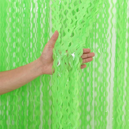 4 Pack Wavy Green Tinsel Backdrop Curtain - Image 2