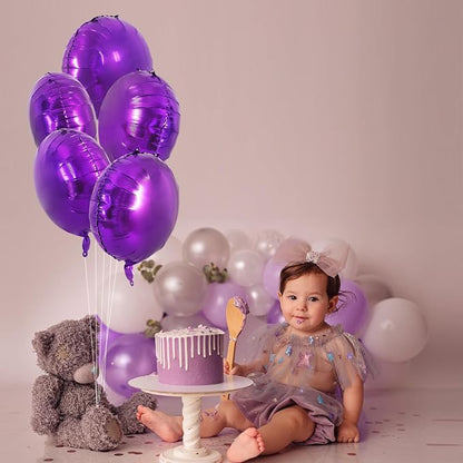TONIFUL 30Pcs 18 Inch Large Purple Round Shape Foil Balloons Big Purple Circle - Image 4