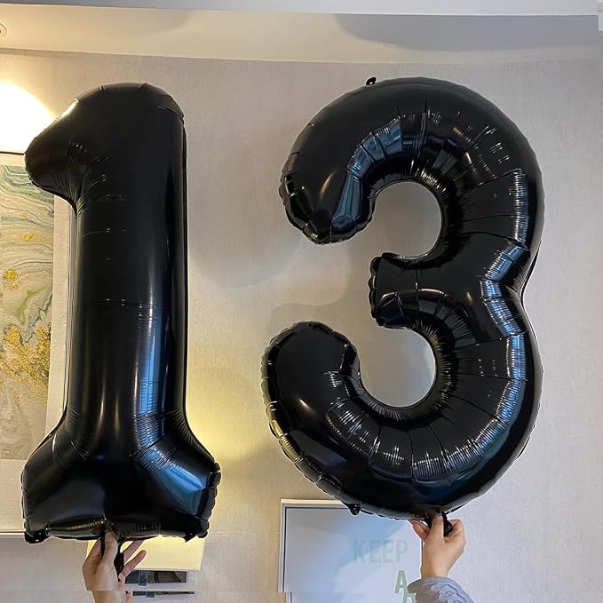 Jonhamwelbor 13 Balloon Numbers Black Big Giant Jumbo Big Large 13 or 31 Foil - Image 3