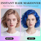 Blue Temporary Hair Color Spray for Kids Women, One-Day Temporary Hair Dye Spray Washable Hair Color Wax Non-Sticky For Cosplay Party DIY, Christmas, Halloween, Crazy Hair Day (Blue)