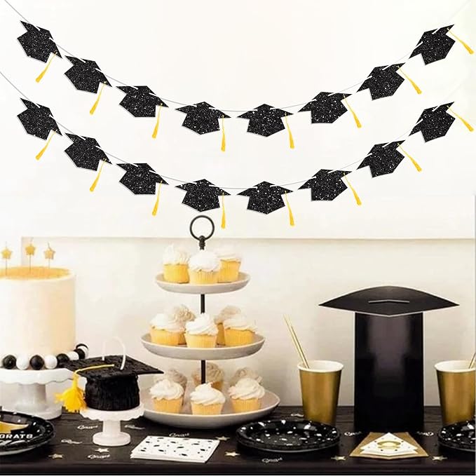 Graduation Decorations Class of 2026 Black Graduation Cap Banner - Image 5