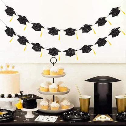 Graduation Decorations Class of 2026 Black Graduation Cap Banner - Image 5