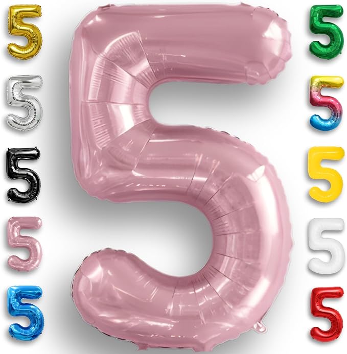 Pink Pearl Number Balloon 5 Mylar Foil Macaron Balloons 40 inch by Unknown
