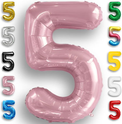 Pink Pearl Number Balloon 5 Mylar Foil Macaron Balloons 16 Inch by Unknown