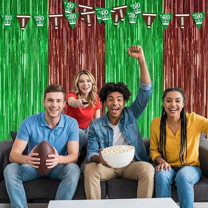 2 Pack Football Party Decorations, 3.28 FT x 6.58FT Tinsel Backdrop, Football - Image 3