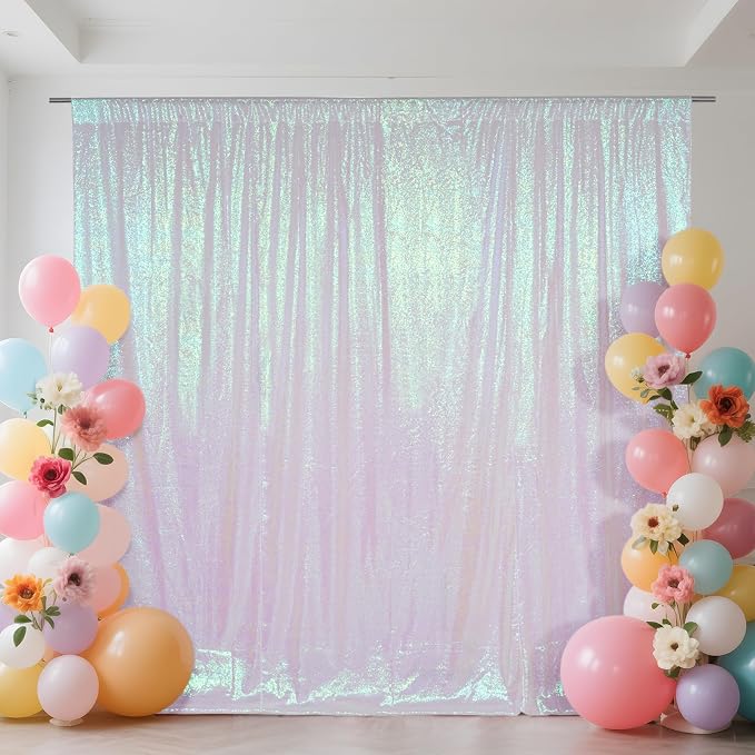 SquarePie 6x8ft Iridescent Sequin Backdrop, High Density Non-Transparent by SquarePie