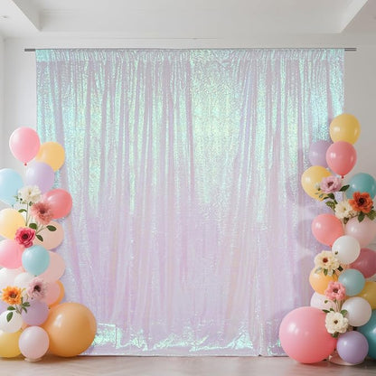 SquarePie 6x8ft Iridescent Sequin Backdrop, High Density Non-Transparent by SquarePie