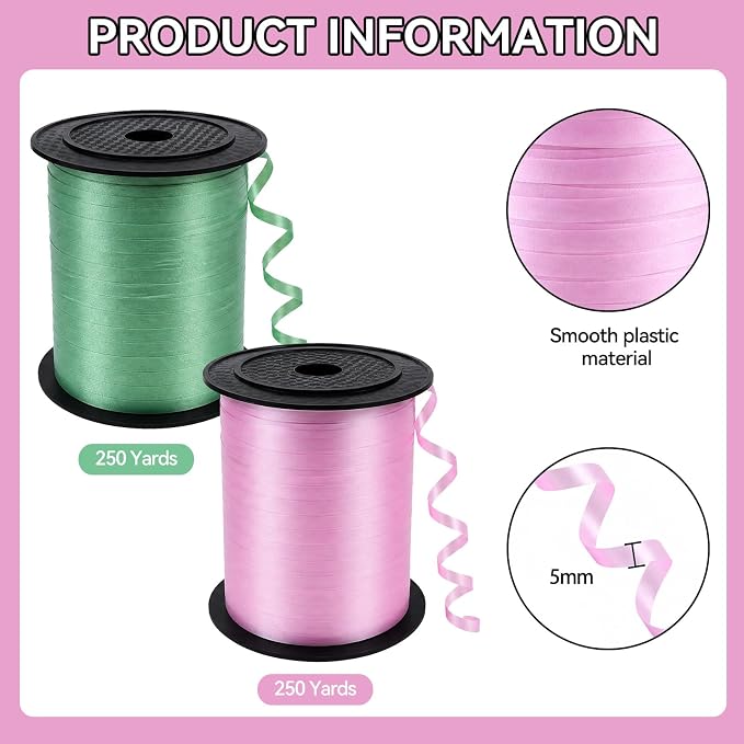 TONIFUL 500 Yards Pink and Green Curling Ribbon Balloon String | Balloon - Image 2