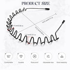2 Pcs Metal Hair Band, Fashion Wavy Spring Metal Headband for Men & Women, Elastic Non Slip Metals Hairband for Daily Use Outdoor Sports Hair Hoop Hairs Accessories