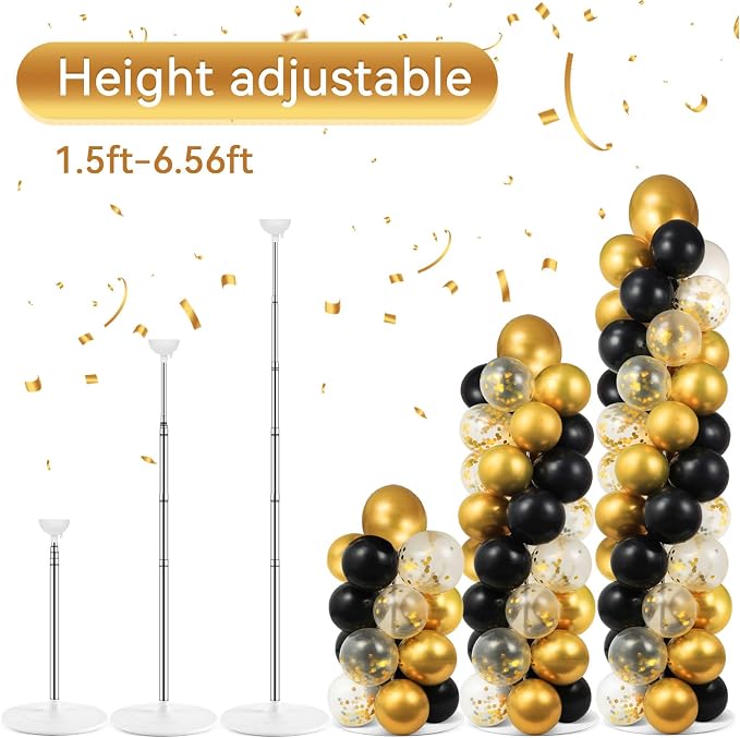 2 Set Black and Gold Balloons Column Stand Kit - Image 4