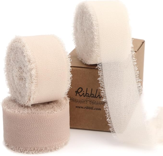 Ribbli Nude Ribbon 1 Inch x 3 Rolls Total 24 Yards Cream/Nude/Beige Handmade by Ribbli