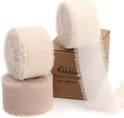 Ribbli Nude Ribbon 1 Inch x 3 Rolls Total 24 Yards Cream/Nude/Beige Handmade by Ribbli