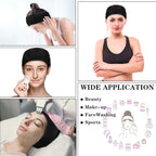 30 Pcs Spa Headband, Facial Head Wrap for Women Adjustable Makeup Stretch Towel with Tape Fit Face Washing Shower Facial Mask Yoga(Black)