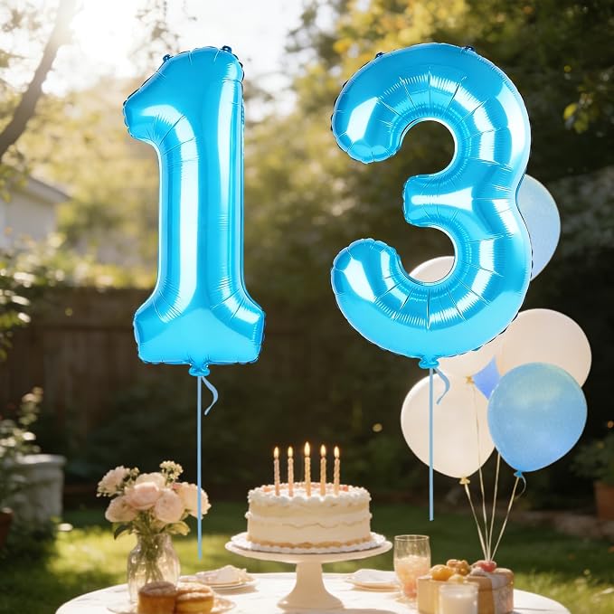 40 Inch Number 13 Balloons for 13th Birthday Party Decorations, 0-100 Jewelry - Image 3