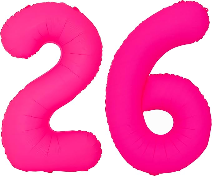 Pink Birthday Number 26 Balloons 40IN Fluorescent Pink 62 Foil Balloon | by YOIOZAIZAI