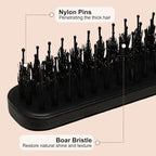 Folding Travel Hair Brush - Mini Boar Bristle Hairbrush Women, Men & Kids, Portable Pocket Purse Brush for Thick Thin Wet Dry Hair Restore Shine, Black