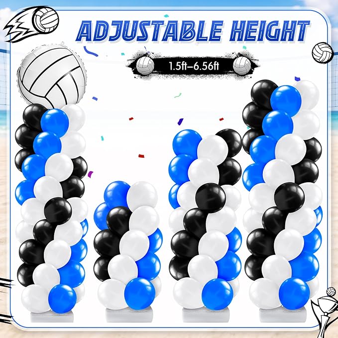 Kasyat 2 Sets Volleyball Balloon Column Stand Kit Blue Black White Volleyball - Image 5