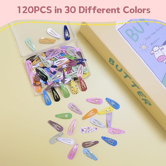 Premium Snap Mini Hair Clips - Kids Metal Non Slip Hair Bow Clips for Girls Toddlers Hair Accessories (Colorful 30 Colors)