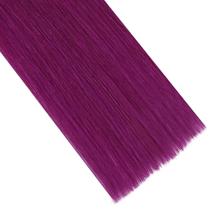 YoungSee I Tip Hair Extensions Human Hair 20 inch Purple Itip Hair Extensions Real Human Hair Purple Pre Bonded Itips Extension Remy-Hair Cold Fusion 25s 25g for Parties and Celebrations