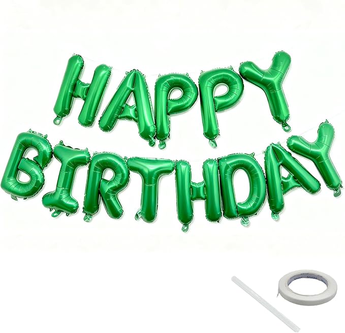Happy Birthday Balloon Banner Set -16 Inch Foil Letters Balloons, Reusable by KEJ