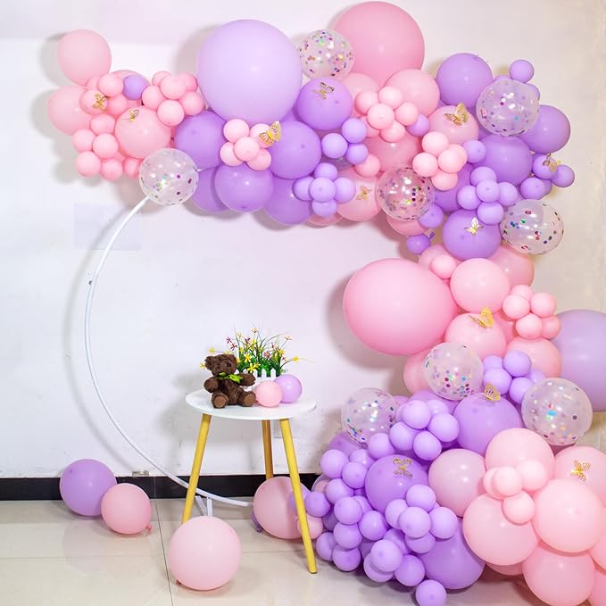Pink and Purple Balloons 100 Pack 12 inch Light Pink Purple Latex Balloons - Image 4