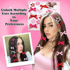 36Pcs Hot Pink Mini Bow Hair Clips Red Star Snap Hair Barrettes Water Drop No Slip Hair Clips for Women 3 Color Small Hair Bows Star Bowknot Hair Accessories for Girls