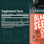Freshfield Black Seed Oil: Thymoquinone, Premium (Black Cumin Seed Oil, Nigella Sativa) | Cold Pressed | Vegan | Ultra Strength | Pure and 100% Natural. (120 Capsules)