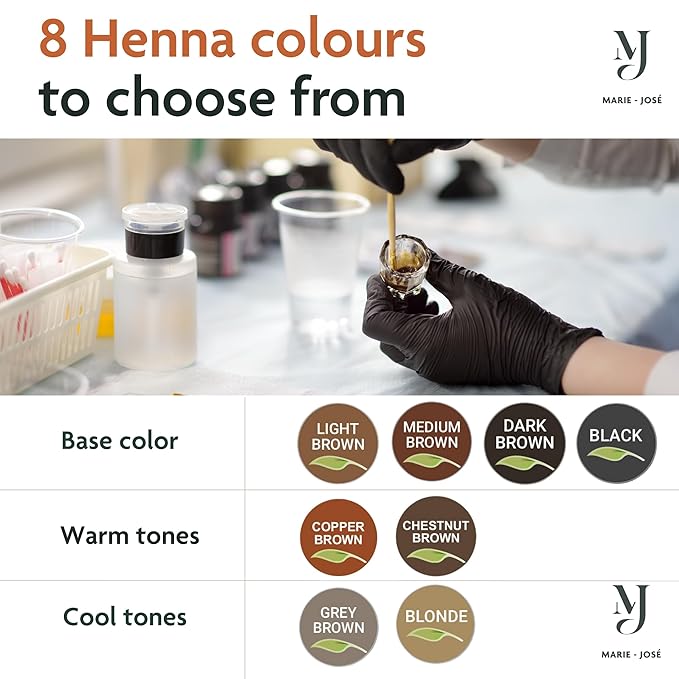 Marie-José & Co Henna Dye Set - Professional Grade Henna Tint for Spot Coloring - Good for 50 Applications (Black)